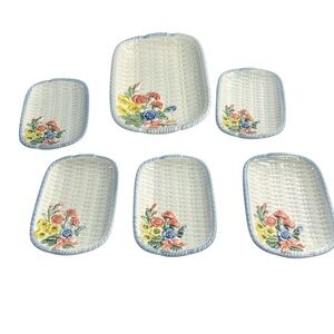 Fasion Ware Misaki Ceramic Set of One Large Plate And 5 Small Size Fruit Plates